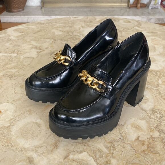 Madden Girl Kelsey-C Chunky Platform Heeled Chain Detail Loafers - Picture 4 of 11